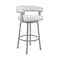 Armen Living Cohen 26" Counter Height Swivel Bar Stool in Silver Finish with White Faux Leather 721535761982 - alternate 1